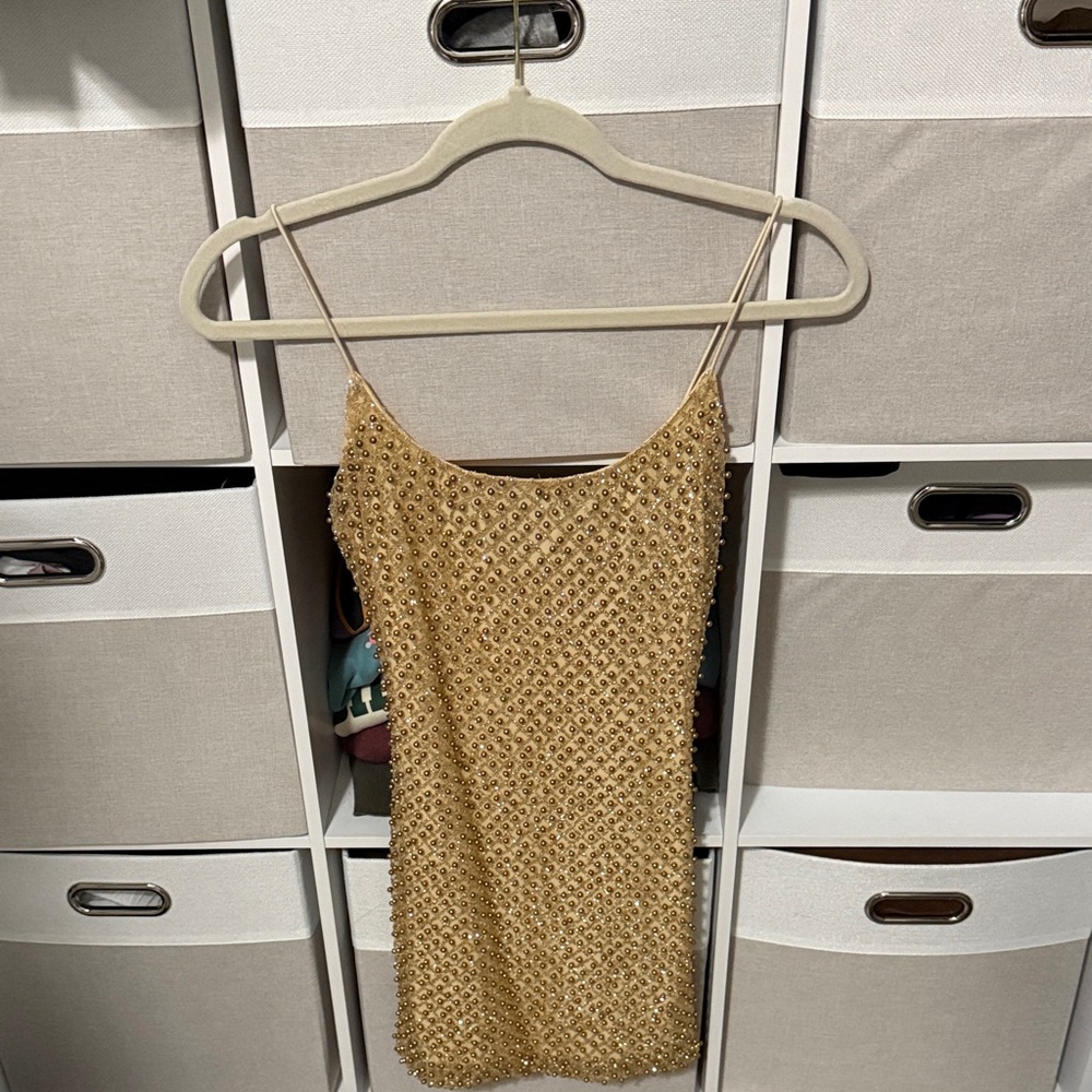 Oh Polly Gold Mini Dress